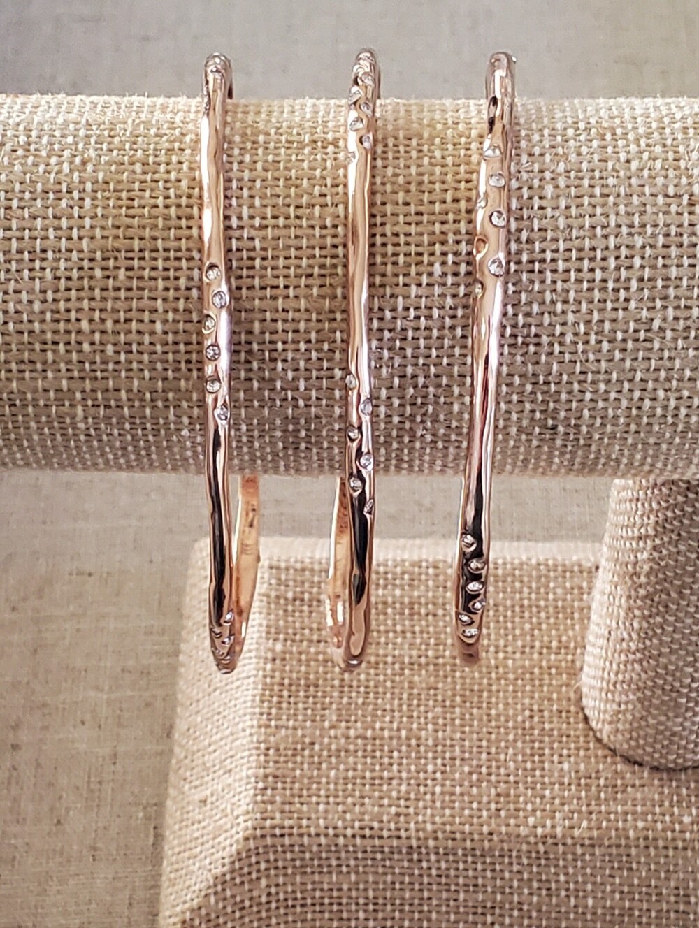 Retired Stella & Dot Devi Rose Gold Crystal Bangle Bracelet Set of 3 NWOT